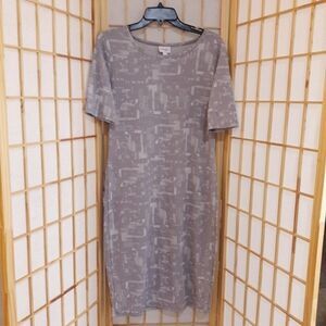 LulaRoe Gray White Geometric Print Dress SzL